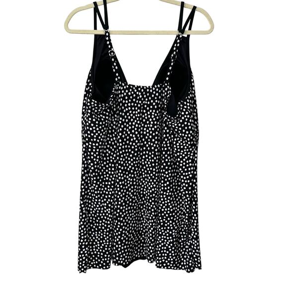 Trimshaper One Piece‎ Swimsuit Polka Dot Black White Skirt Bottom Womens 24W - Picture 9 of 10